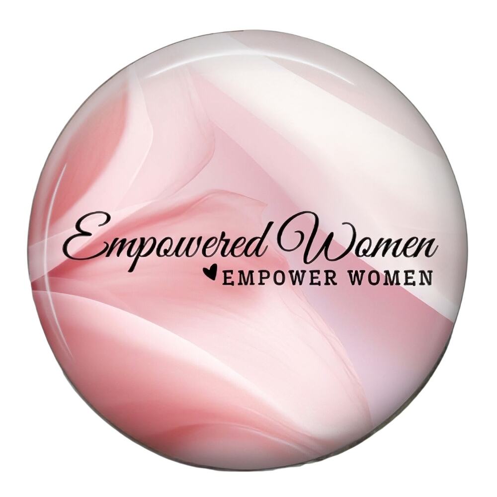 Empowered Women Badge Reel & Topper Inspirational Women's Gift Pink Marble - Picture 3 of 5